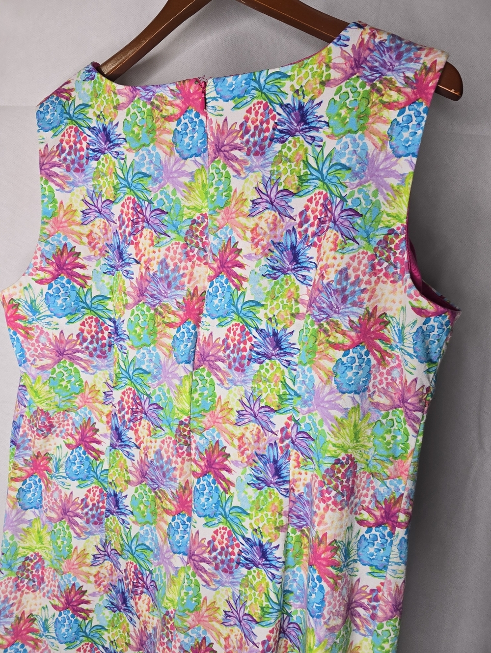 Nicole Miller Pineapple Print Dress Multicolor Tropical Sleeveless Shift  16 - Picture 5 of 12